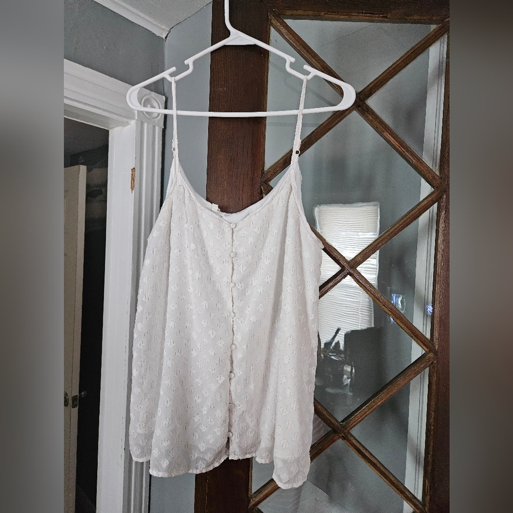 Maurices White Eyelet Button-Front Cami